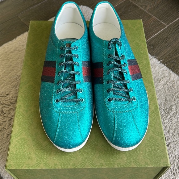 RARE Authentic Gucci Bambi Blue glitter sneakers - Picture 3 of 6